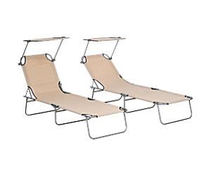 OutSunny Sun Lounger 1,870 x 580 x 360 mm Sand brown Outdoor