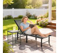 Outsunny Sun Lounger, 5-Level Reclining Sun Lounger Chair, Black