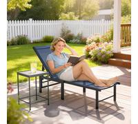 Outsunny Sun Lounger, 5-Level Reclining Sun Lounger Chair, Dark Blue