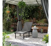 Outsunny Sun Lounger, 5-Level Reclining Sunbed, Grey