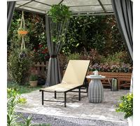 Outsunny Sun Lounger, 5-Level Reclining Sunbed, Khaki Khaki