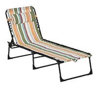Outsunny Folding Beach Chair Chaise Lounge 4 Adjustable Positions, Multicolored