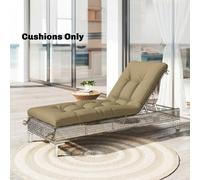 Outsunny Memory Foam Sun Lounger Cushion with Ties - Size: 13 x 198 x 65cm - Sand brown - Wilko