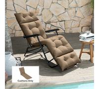 Outsunny Sun Lounger Cushion Only, Garden Lounge Chair Cushion, Khaki