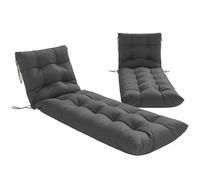 Outsunny Sun Lounger Cushions Only, Sunbed Replacement Pads with 4 Ties - Grey, Grey