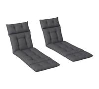 Outsunny Sun Lounger Cushions Only Set of 2, 190 x 56 x 10 cm Dark Grey | Garden Lounge Chair Cushions, UPF20+ 220gsm Fabric, Thick Sunbed Sunlounger Replacement Pads, 6 Ties