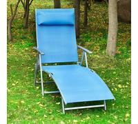 Outsunny Sun Lounger Recliner Foldable 7 Levels Texteline Blue