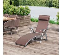 Outsunny Sun Lounger Recliner Foldable Lounge Chair with Pillow Adjustable Backr