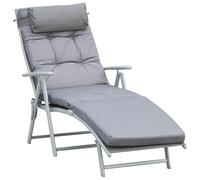 Outsunny Patio Sun Lounger with Cushion - Grey, Grey