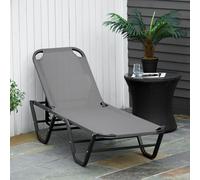 Outsunny Sun Lounger Recliner 5-Position Adj. Backrest Grey, Grey