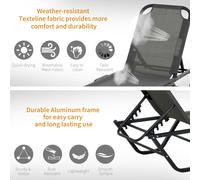 Outsunny Sun Lounger Recliner 5-Position Adj. Backrest Grey, Grey