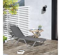 Outsunny Sun Lounger Relaxer Recliner with 5-Position Adjustable Backrest Silver