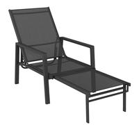 Outsunny Sun Lounger Retractable Footrest 5-Position Adjustable Steel Frame for Beach, Porch, Patio, Camping, Black