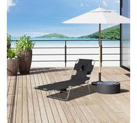 Outsunny Foldable Sun Loungers Beach Chaise Lounge Black