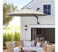OUTSUNNY Sun Parasol with Vent, Wall Umbrella for Patio, Garden, Pool in Light Grey Outsunny Light Grey