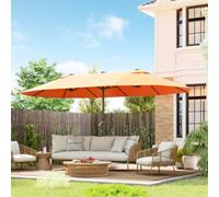 Outsunny Sun Umbrella Canopy Double-Sided Crank Sun Shade 4.6M Orange