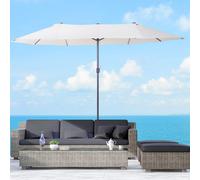 OUTSUNNY 4.6M Double-sided Sun Umbrella Twin Market Parasol Shelter Crank Lift in Beige Outsunny Beige