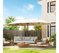 Outsunny Sun Umbrella Canopy Double-Sided Crank Sun Shade Shelter 4.6M Beige