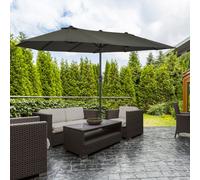 Outsunny Sun Umbrella Canopy Double-sided Crank Sun Shade Shelter 4.6M Grey