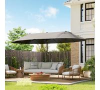 Outsunny Sun Umbrella Canopy Double-sided Crank Sun Shade Shelter 4.6M Grey