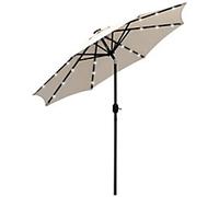 OutSunny Sun Umbrella Water-Resistant Metal, Polyester, LED Cream White