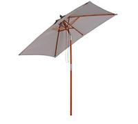 OutSunny Sun Umbrella Water-Resistant Wood, Bamboo, Polyester Grey