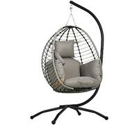 OutSunny Swing Chair Steel, PL (Polyester) 1,100 x 1,000 x 1,880 mm Grey Outdoor