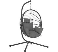 OutSunny Swing Chair Steel, PL (Polyester) 1,150 x 1,060 x 1,880 mm Grey Outdoor