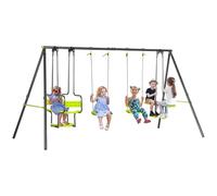 Outsunny Swing Set, A-Frame Metal Swing Set with Double Seats, 2 Single Swings, Glider for Outdoor, Playground, for Ages 3-8 years, Green