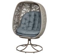 Outsunny Swivel Egg Chair with Cushions, Foldable Basket Seat and Metal Frame, Indoor Outdoor Lounge Chair for Balcony, Patio and Living Room, Grey Grey