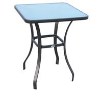 Outsunny Garden Bar Table Bistro Square Glass Dining Kitchen Breakfast Pub Party, Black