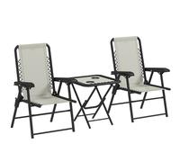 Outsunny Three-Piece Garden Table and Chair Set - Cream White