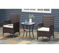 Outsunny Three-Piece Outdoor Rattan-Effect Bistro Set: Style 1