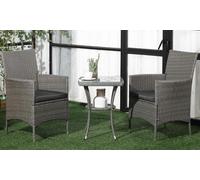 Outsunny Rattan-Effect Bistro Set: Light Grey