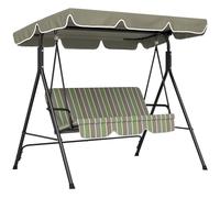 Outsunny Three-Seater Garden Swing Chair, with Adjustable Canopy - Green
