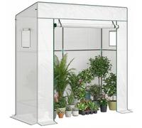 Walk-in Garden Green House with Large Roll-up Door and 2 Mesh Windows - White - White - Outsunny | TJ Hughes