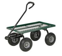 Outsunny Garden Trolley Cart Heavy Duty – Metal Frame, 10" Pneumatic Wheels, 150kg, Green