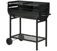 Outsunny Trolley Charcoal BBQ Barbecue Grill Cooker 90 x 45 x 96 cm Black