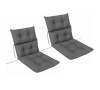 Outsunny Tufted Adirondack Chair Cushions Set of 2, Thick Garden Seat Cushion Pads with Backrest, Rocking Chair Cushions with Ties for Outdoor and Indoor Use, Light Grey