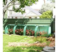 Outsunny Tunnel Greenhouse Steel Frame for Garden Backyard w/ Zipper Doors - Green - 395cm x 100cm x 80cm