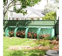 Outsunny Tunnel Greenhouse Steel Frame For Garden W/ Zipper Doors, Green In Clear Clear