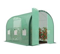 Outsunny Tunnel Greenhouse, Upgraded Structure, Hinged Doors, 3 X 2(M) Green