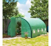 Outsunny 4 x 3 (m) Walk-in Polytunnel Greenhouse with Upgraded Structure, 2 Hinged Doors, 8 Mesh Windows, Tunnel Warm House Tent with UV-resistant PE Cover, Green