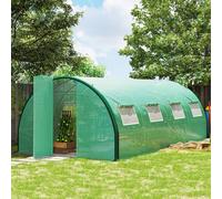 Outsunny Tunnel Greenhouse, Upgraded Structure, Hinged Doors, 6 X 3 M, Green