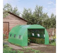 Outsunny Tunnel Greenhouse With Pe Cover Outdoor Plant House With Door & Window - Green, Green