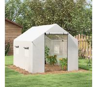 Outsunny 2x3m Polytunnel Greenhouse w/ Wide Door - White, White