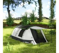 Outsunny Tunnel Tent with Bedroom, Living Room and Porch for 3-4 Man, Green - 130H x 370L x 230Wcm