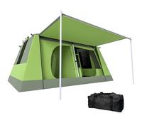 Outsunny Two Room Camping Tent w/Porch for 4 Man, Camping Backpacking Shelter w/Mesh Windows, Zipped Doors, Lamp Hook & Portable Carry Bag