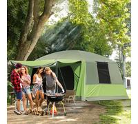 OUTSUNNY Two Room Dome Tent Camping Shelter w/ Porch & Portable Carry Bag in Green Outsunny Green