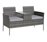 Outsunny Two-Seat Rattan Chair, with Middle Table - Charcoal Grey